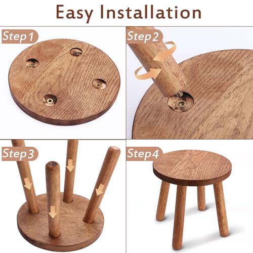Solid Wooden Stool,Plant Stand,Step Stool,Light Walnut,10" H - color: Light Walnut, size: 10inch