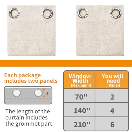 YoungsTex Linen Farmhouse Blackout Curtains 63 Inch Length 2 Panels Set - color: Linen, size: 52"W x 63"L (Pack of 2)