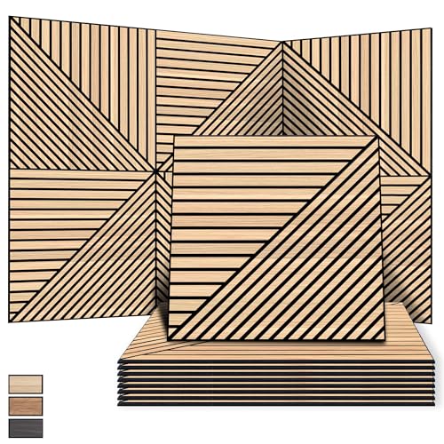 WoveN SounD Acoustic Wall Panels, Natural Oak, 8 Pack, 23.6x23.6 in - color: Natural Oak, size: Linear Array Prismatic Shadows