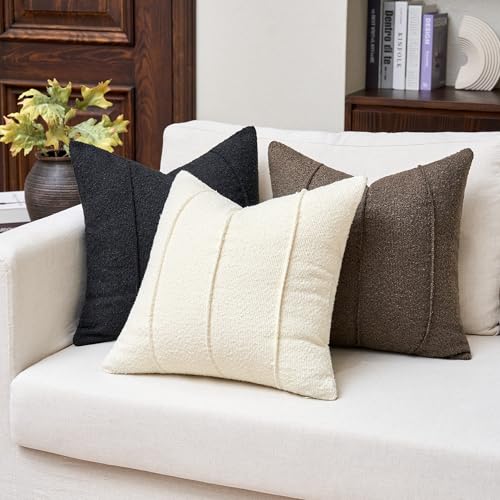 Textured Boucle Throw Pillow Covers 18x18 Inch Set of 2 Cream - color: Cream, size: 18" x 18" (Pack of 2)