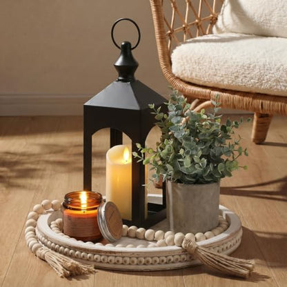 Novabright 6 Pcs Farmhouse Lantern Decor Set Candle Lanterns Black Roof - style: Black Roof