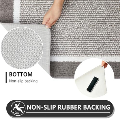 REFETONE Dirt Trapper Door Mat 24" x 36", Non-Slip Washable Doormats, Grey