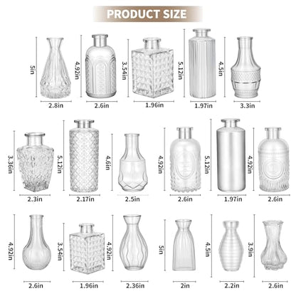 Glass Bud Vases in Bulk Small Mini Clear Vase for Flowers 17pc - color: Transparent