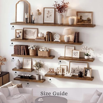 Vivelove 8 Inch Deep Floating Shelves, 24 x 8 Inch，Rustic Brown, Set of 2 - color: Rustic Brown, size: 24"Wx8"Dx1.4"H