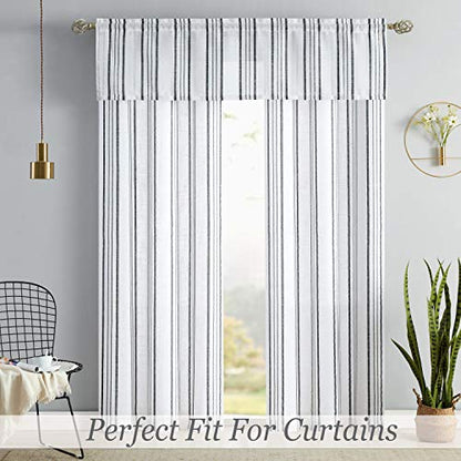 SXZJTEX Black White Striped Kitchen Curtains Valance for Windows 16 Inch - color: Black, size: 55"W x 16"L (Pack of 1)