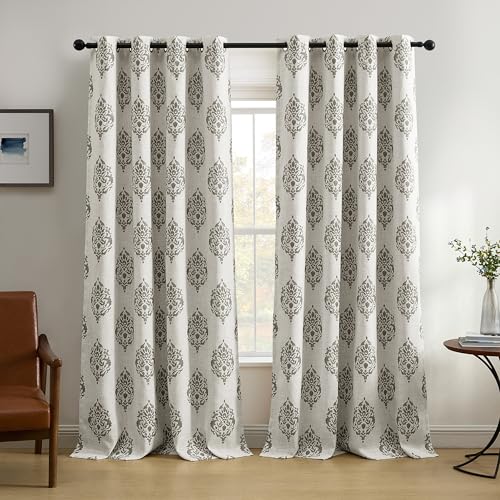Threadmade Navara Medallion Room Darkening Window Curtain, Gray - 52" W x 95" L - color: Grey, size: 52"W x 95"L (Pack of 1)