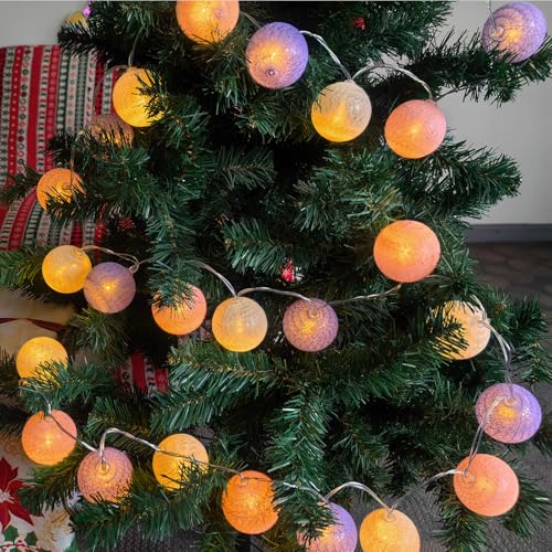 Gardeningwill 3M/10Ft 30 Purple White Ball LED Xmas Wedding Battery Operated String Fairy Light - color: Purpel White