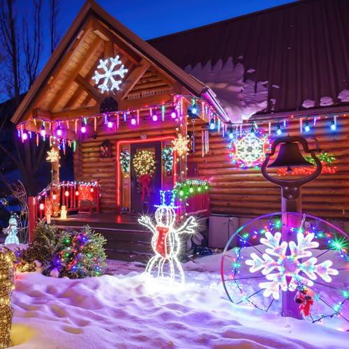 Larkvue 96FT(2X48FT) RGBW Outdoor String Lights with Remote, 8 Modes, Black
