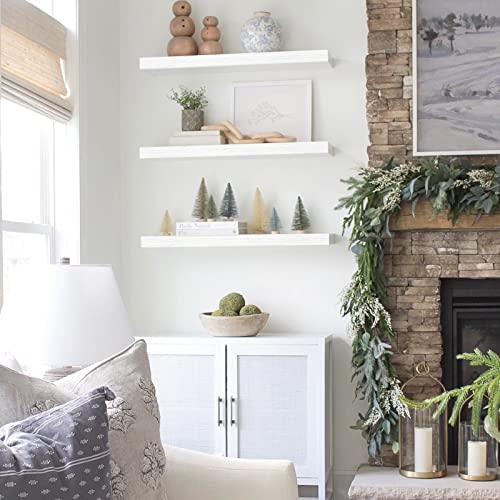 QEEIG Bathroom Long Floating Shelves for Wall (White, Set of 2, 23.6") - color: C. White, size: 23.6"