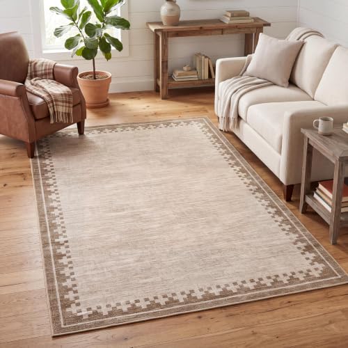 GarveeHome Living Room Rug 4x6 Washable Cross Bordered Soft Throw Carpet - color: Beige, size: 4' x 6' (Rectangular)