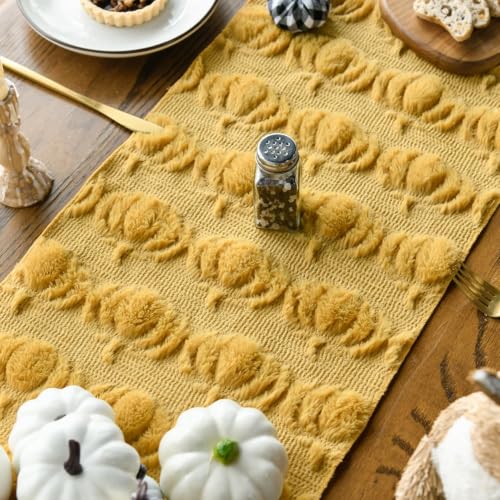 Artoid Mode Ginger Soft Faux Fur Pumpkins Fall Table Runner 13x72 Inch - color: Ginger, size: 13" x 72", Table Runner