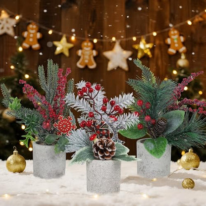 winemana 3 Pack Mini Christmas Trees Holiday Table Decorations for Office - size: Style 7
