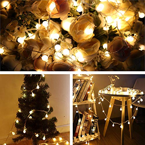 Merdeco Globe, Plug in String Lights 10ft/3m 20 LED Bulb Warm White Fairy Lights for Birthday/Christmas/Wedding/Party Indoor Outdoor Decoration
