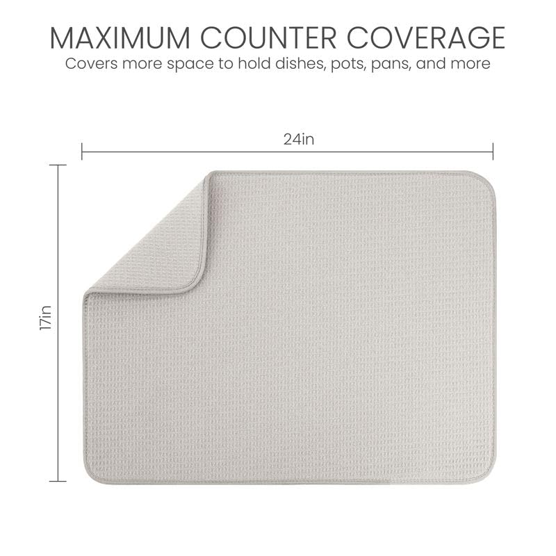 Bellemain Dish Drying Mat, Drying Matt Kitchen Counter, 17"x24" -Light Grey - color: Light Grey, size: 17" x 24"