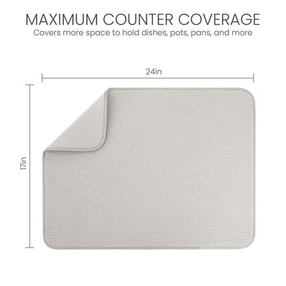 Bellemain Dish Drying Mat, Drying Matt Kitchen Counter, 17"x24" -Light Grey - color: Light Grey, size: 17" x 24"