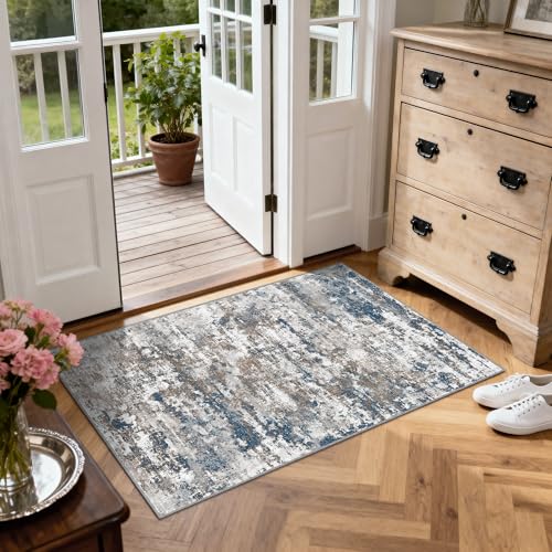 Small Area Rug 3x5 ft, Textured Non Slip Entryway Rug, Multi - color: Abstract-multi, size: 3' x 5' (Rectangular)