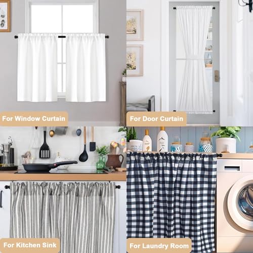 Cafe Curtain Rod 18-30 Inch, 1/2" Diameter, Door Curtain Rod, Black - color: Black, size: 18-30 Inch