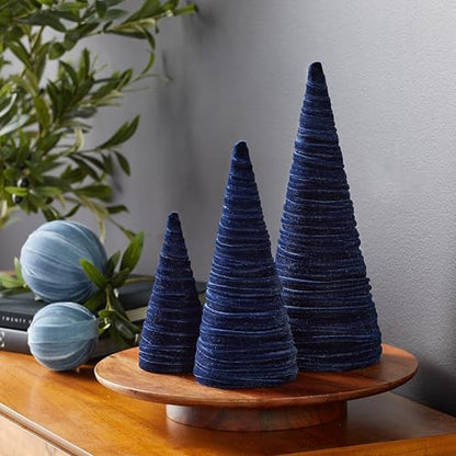 Your Heart's Content Velvet Trees Set of 3 Navy (Navy) - color: Navy