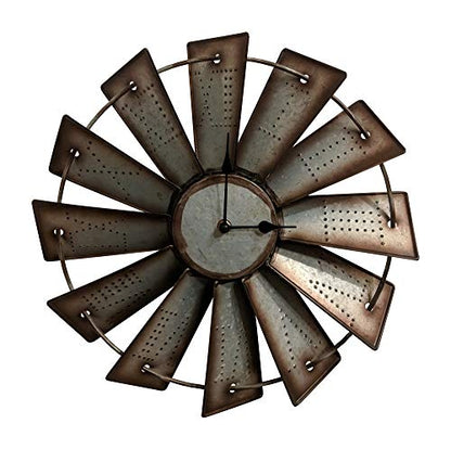 Gianna's Home Rustic Farmhouse Metal Windmill Wall Clock (14.5") - size: 14.5"