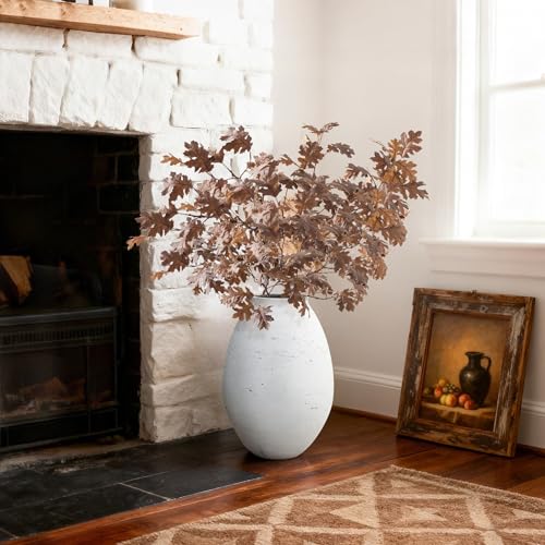 LuxenHome 16" Cement Large Floor Vase, Antique White Rustic Vases - color: White-b, size: 16 Inch