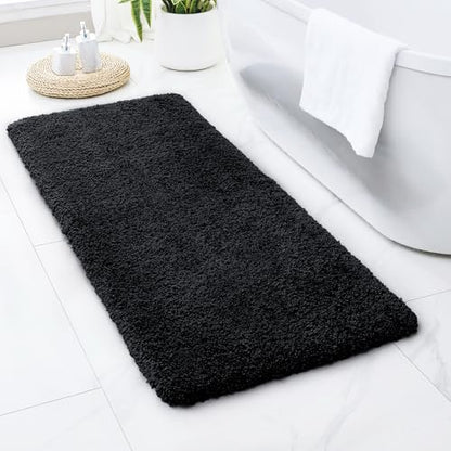 Disolla Black Bathroom Runner Rug 24x59, Soft Plush Large Bath Mat - color: Black, size: 2' x 4'11" (24''x59'' Bathroom Rug)