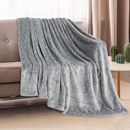 TOONOW Fleece Blanket Super Soft Cozy Throw Blanket 50" x 60", Lightweight Fuzzy Comfy Textured Flannel Blanket Warm Plush Throw Blankets for Couch, Sofa, Bed, Light Grey - color: Light Grey