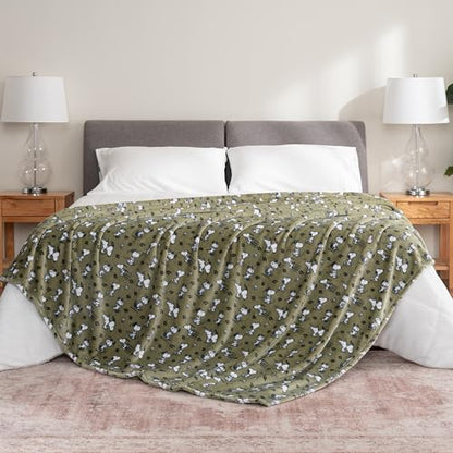 Berkshire Blanket Peanuts® VelvetLoft® Cute Character Snoopy Plush Blanket,Loden Green,Twin 60 in x 90 in (Official Peanuts® Product) - color: Loden Green, size: Twin (60 in x 90 in)