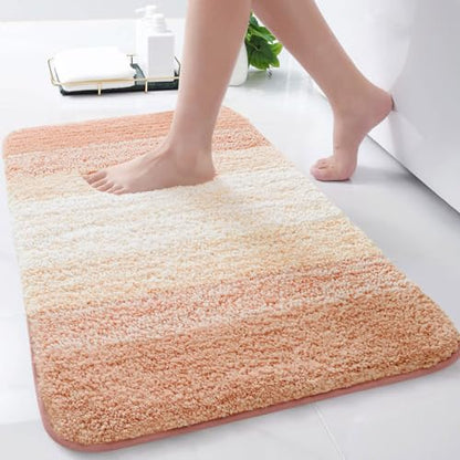 Arotive Microfiber Bathroom Rugs, Shaggy Soft Absorbent Bath Rug, 30x17 - color: Peach, size: 30" X 17"