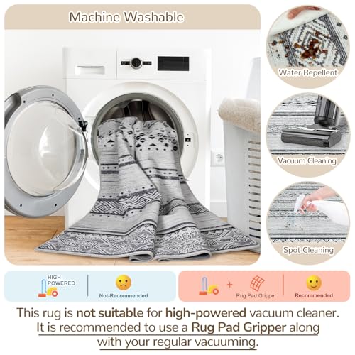 2x3 Washable Area Rugs for Living Room Boho Bathroom Rug Grey/Black/Navy - color: Grey/Black/Navy, size: 2' x 3' (Rectangular)