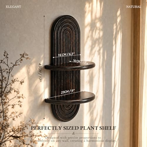 Plant Wall Shelf: Hanging Plant Shelf for Kitchen Decor, Distressed Black - color: Distressedblack