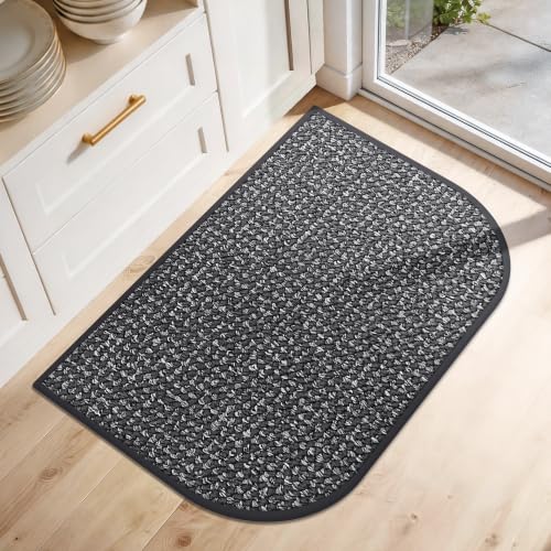 COSY HOMEER Half Moon Kitchen Rug Non-Slip Washable Kitchen Sink Mat - color: Grey, size: 20" × 32" (Semicircular)