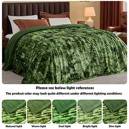 NEWCOSPLAY Faux Fur Sherpa Throw Blanket for Couch, Green, 50"x60" - color: Green, size: Throw(50"x60")