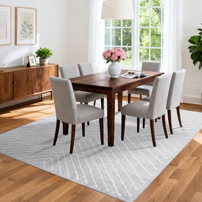 ROYHOME Washable Area Rug 3x5 for Living Room Modern Geometric Low Pile Rug - color: Grey, size: 3' x 5' (Rectangular)