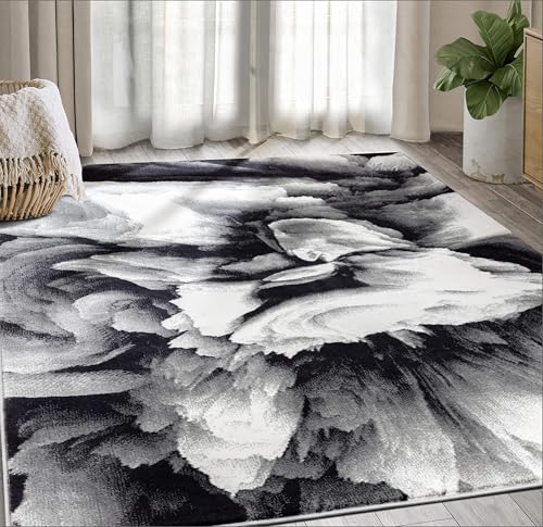 Abani Arto Collection ART170A Contemporary 3D Geometric Area Rug - color: Black, White, size: 8'11" x 12'