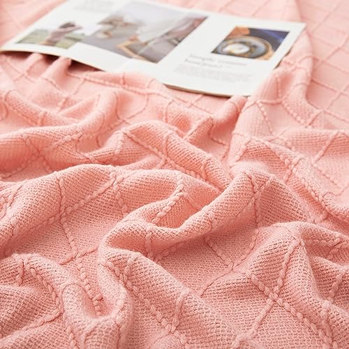 Acrylic Knitted Throw Blanket, Baby Pink, 50 x 60 Inches - color: Baby Pink