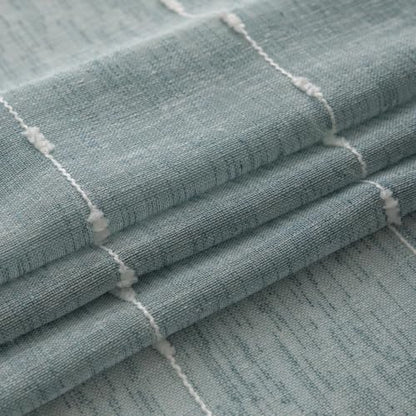 Blue Sheer Curtains 63 Inches Boho Striped Faux Linen 2 Panels - color: Blue, size: 52"W x 63"L (Pack of 2)
