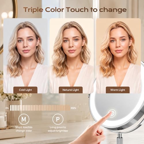 Dienmern Lighted Makeup Mirror, 1X/20X Magnifying Vanity Mirror with Lights