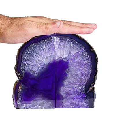 AMOYSTONE Purple Agate Bookends, Sturdy Crystal Book Ends for Study Shelf - color: Purple, size: 4-6 Pounds