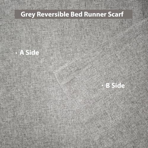 Grey Reversible Bed Runner Scarves for Queen Bed (95 x 18 In, 1 Piece) - color: Grey, size: 95'' x 18'' (1 Piece)
