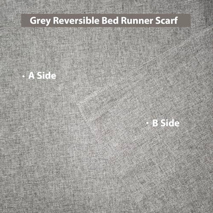 Grey Reversible Bed Runner Scarves for Queen Bed (95 x 18 In, 1 Piece) - color: Grey, size: 95'' x 18'' (1 Piece)