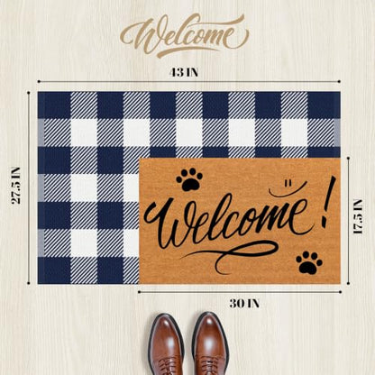 Outdoor Rugs, Blue and White Area Rug Checkered 2’4’’x3’7’’ - color: Blue & White, size: 2'4" x 3'7" (Rectangular)