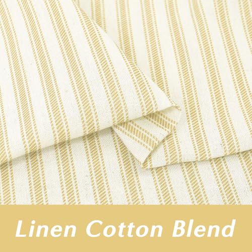 Lino Rosa Yellow 18 Inch Length Striped Kitchen Pinch Pleat Small Curtains with Hooks for Bathroom Windows - color: Yellow, size: 24"W x 18"L (Pack of 2)