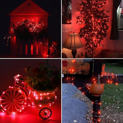 Joomer Solar Fairy Lights, 2-Pack Total 80FT 240LED String Lights, Red - color: Red, size: 2*120LED