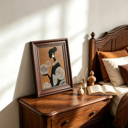 Dark Brown Framed African American Women Canvas Wall Art 12x16 in - color: Geometric Girl 1, size: 16"L x 12"W