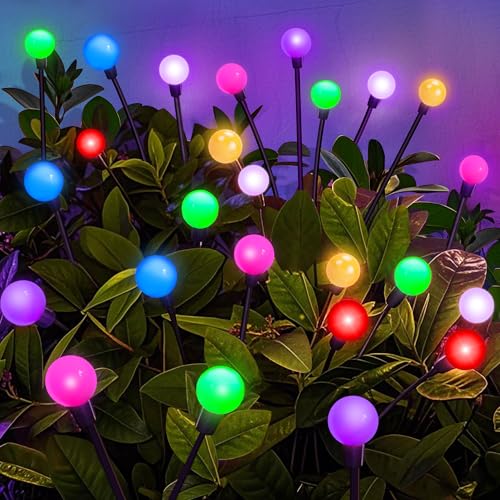 Solar Garden Lights Outdoor Waterproof, Swaying Firefly Light, Garden Decor - color: Multicolor, size: 4 Pack