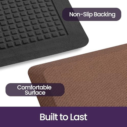 DEXI Anti Fatigue Kitchen Mat Cushioned, 20x32 Waterproof Runner Rug Brown - color: Brown, size: 32"L x 20"W x 0.9"Th