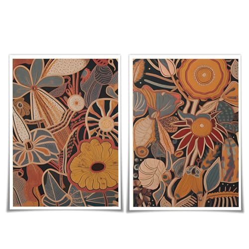Boho Floral Wall Art Mid Century Modern Art Abstract Flower Canvas Wall Decor Canvas Wall Art Colorful Botanical Room Bedroom Office 16x24inch Unframed Set of 2 - color: flowers-c, size: 24"L x 16"W