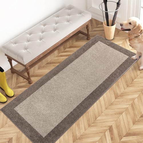 PURRUGS Hallway Runner Rug, 24" x 60", Beige & Grayish Brown - color: Beige & Grayish Brown, size: 24" X 60"