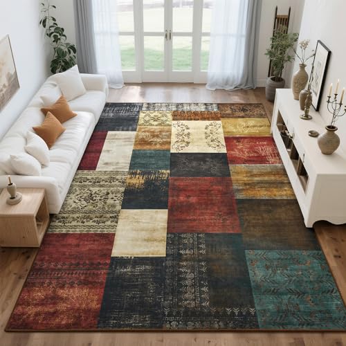 Tepook 6x9 Area Rugs for Living Room, Washable Large Geometric Bedroom Rug - color: Multi Color, size: 6' x 9' (Rectangular)