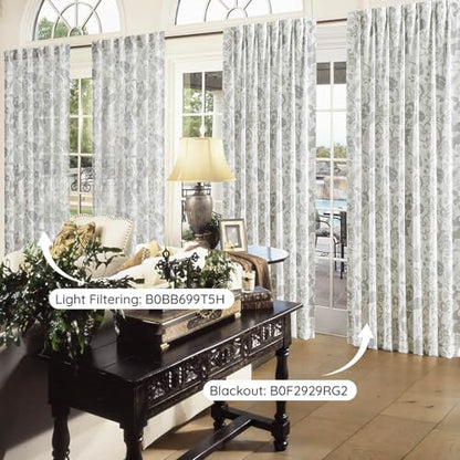 Kayne Studio Grey Jacobean Floral Rod Pocket Semi Sheer Curtains 84 Inches - color: Linen Grey, size: 52"W x 84"L (Pack of 2)